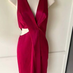 Halston Heritage Eve Halter Cut Out Satin Dress Wildberry